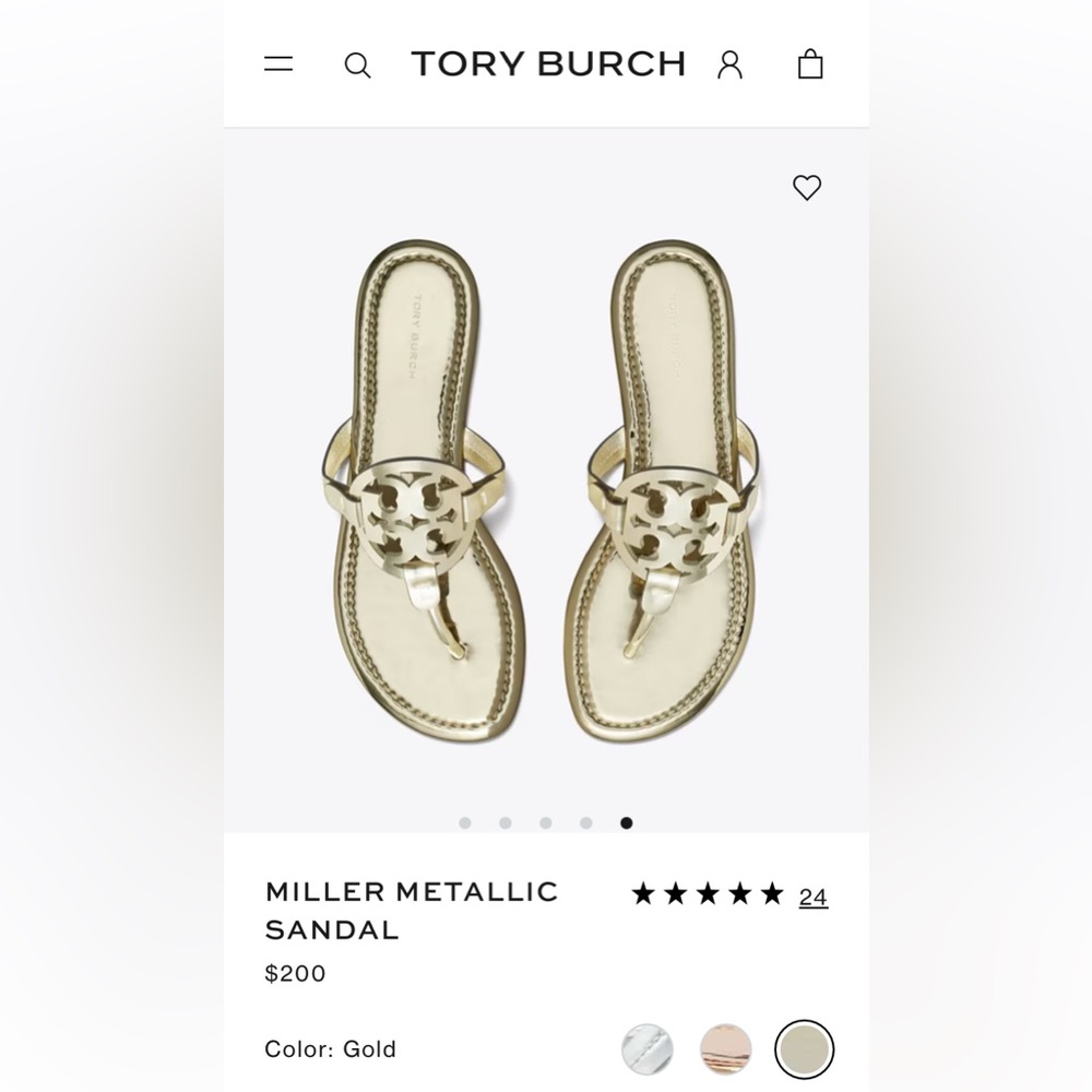 New💕 Tory Burch Miller Metallic Gold Sandals *BRAND NEW* $200